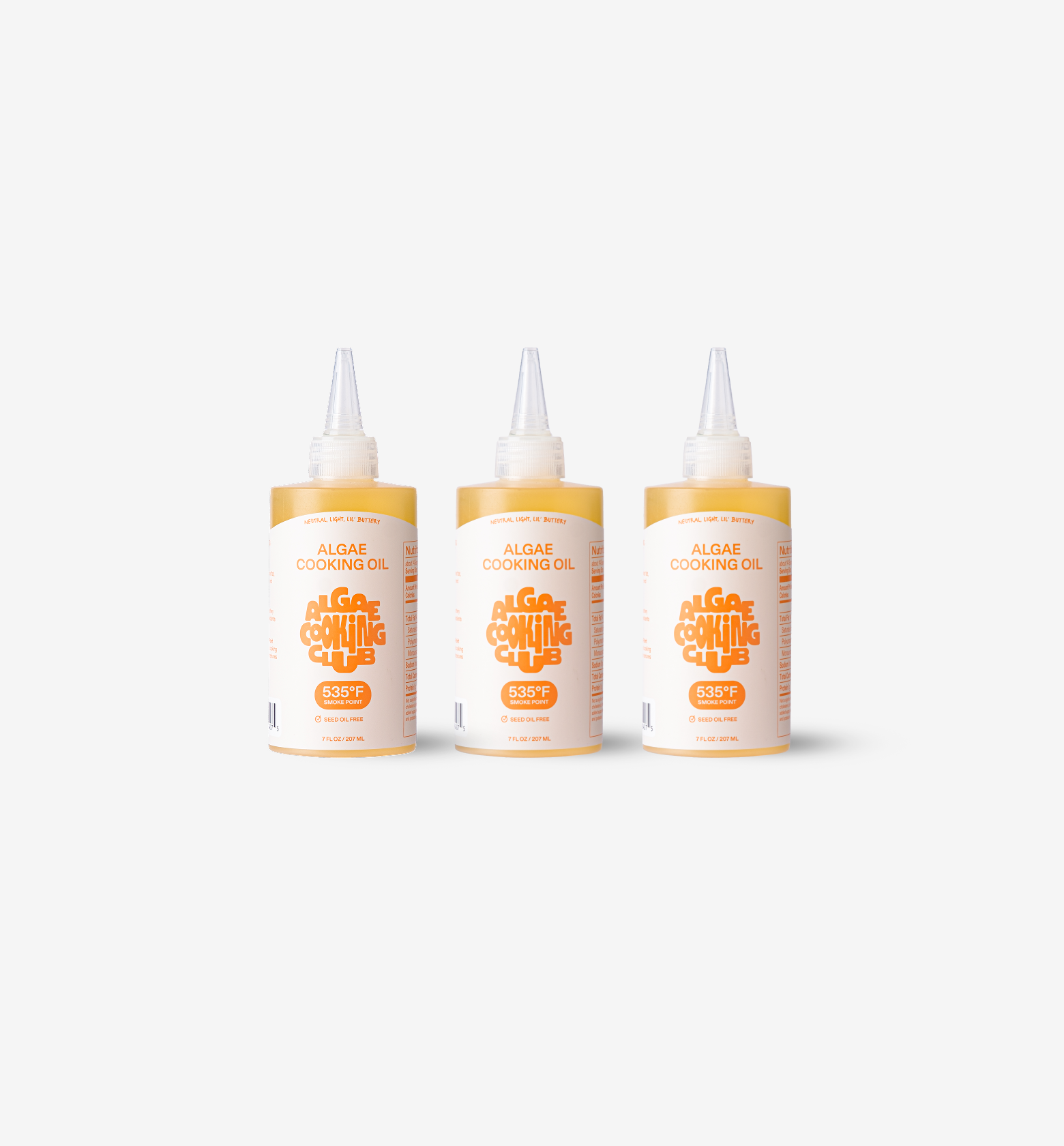 Algae Cooking Club algae cooking oil 3-pack squeeze bottles 535°F smoke point seed oil free 7 fl oz